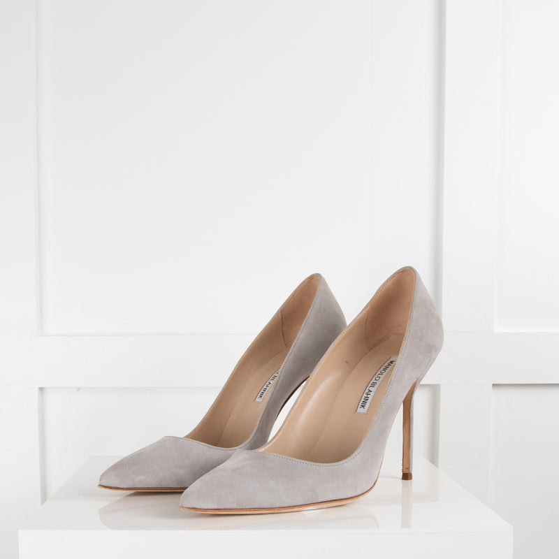 Manolo Blahnik Grey Suede Bb Pumps