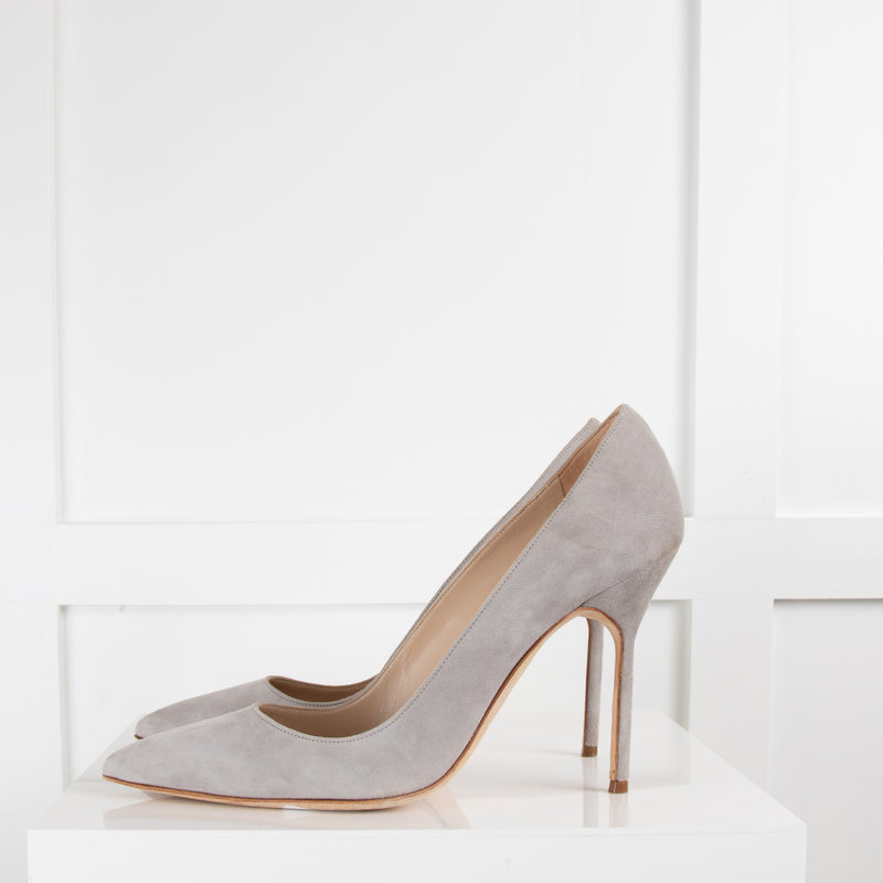 Manolo Blahnik Grey Suede Bb Pumps