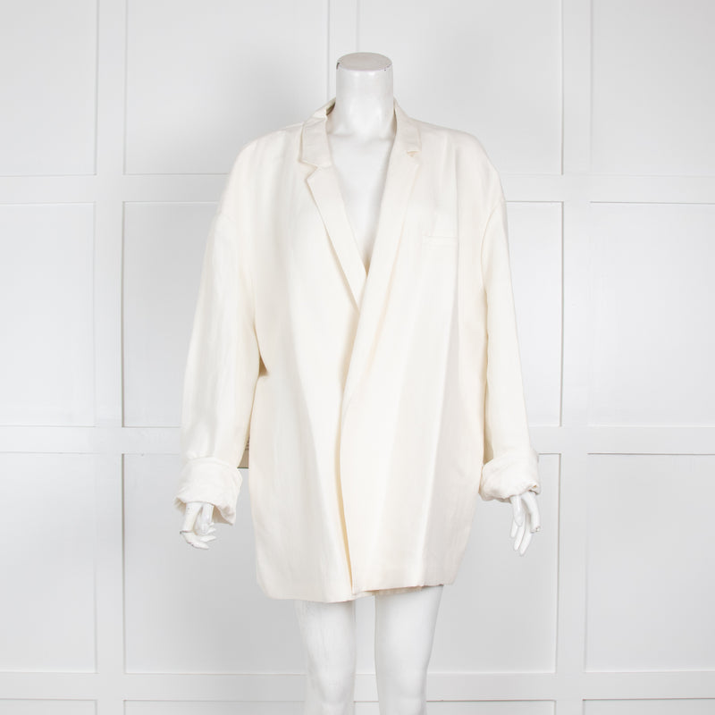 Haider Ackerman Cream Linen Mix Oversized Blazer