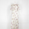 Les Reveries Cream Silk Dress with Purple Flowers