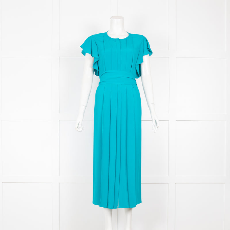 Escada Teal Crepe Maxi Dress