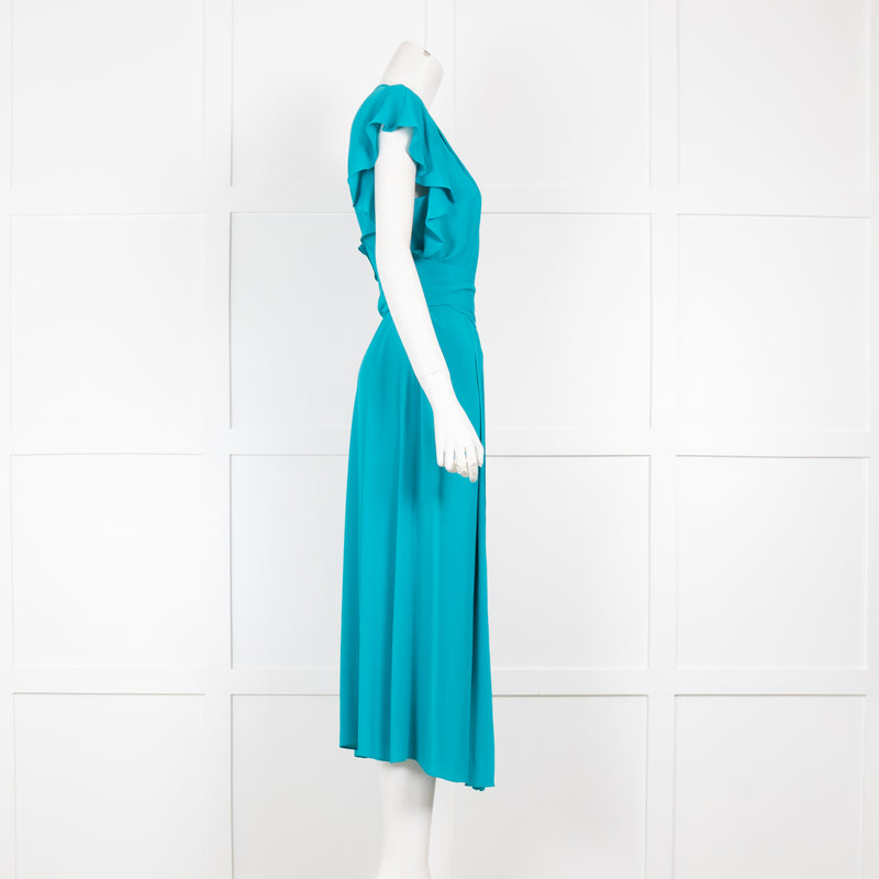 Escada Teal Crepe Maxi Dress