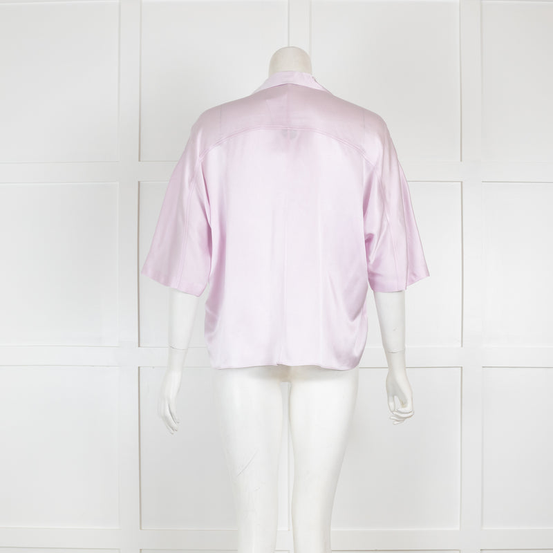 Vince Lilac Silk  Blouse with Notched Collar