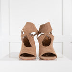 Aquazzura Nude Suede Lace Up Sandals