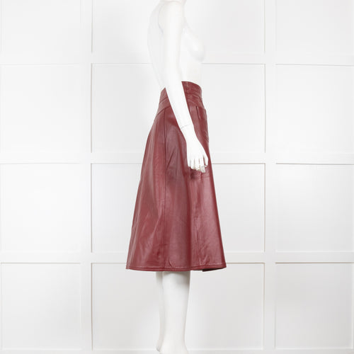 Wyse Burgundy Leather Skirt