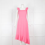 Staud Pink Ruffle Cotton Midi Dress