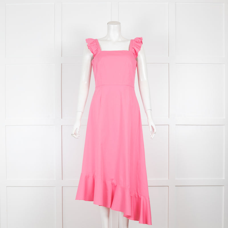 Staud Pink Ruffle Cotton Midi Dress Phoenix Style