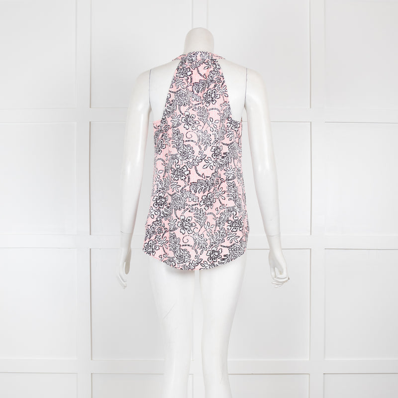 Copper & Ella Pink & Black Floral Halter Neck Top