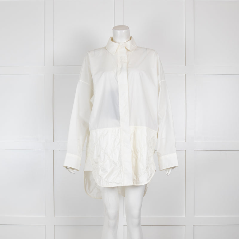 Moncler Genius White Shirt with Quilted Hem