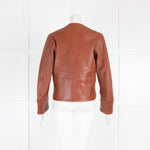 Joseph Textured Tan Leather Collarless Jacket