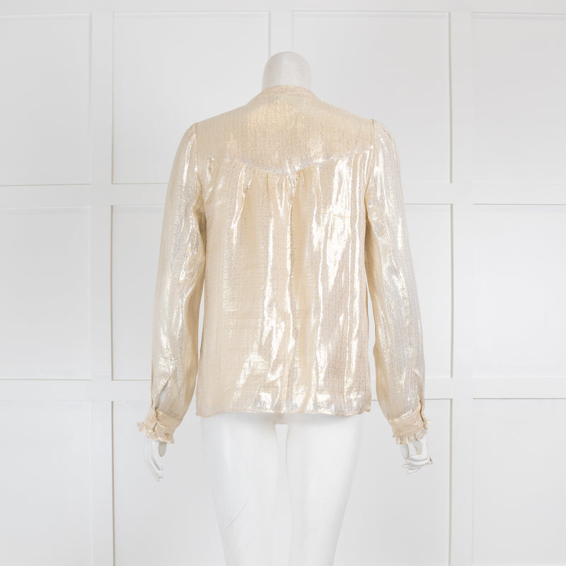 Wyse Gold Shimmer Collarless Blouse