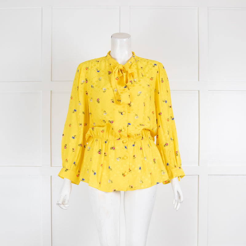 Balenciaga Yellow Floral Elasticated Waist Blouse