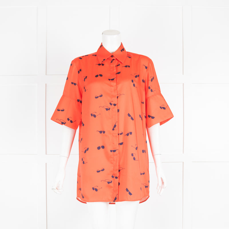 Victoria Beckham Red Sunglasses Print Blouse