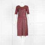 Baukjen Burgundy Leather Fitted Dress