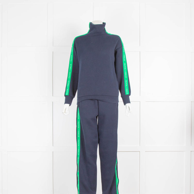 Olivia Von Halle Navy Tracksuit with Green Detail