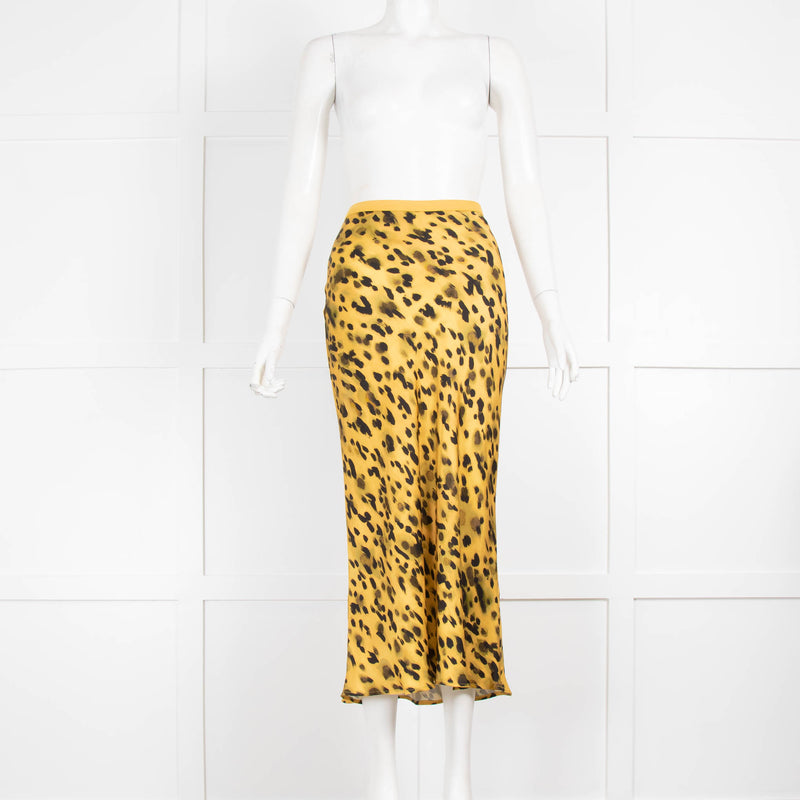 Anine Bing Yellow Black Animal Print Slip Skirt