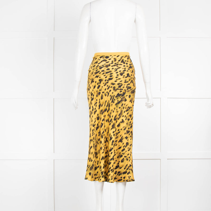 Anine Bing Yellow Black Animal Print Slip Skirt