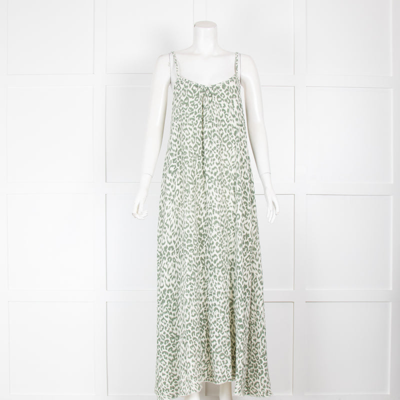 Nation Los Angeles Green Leopard Print Summer Dress