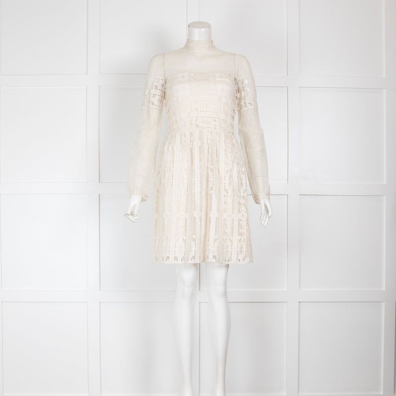 Christian Dior Off White Lace Mini Dress with Silk Slip