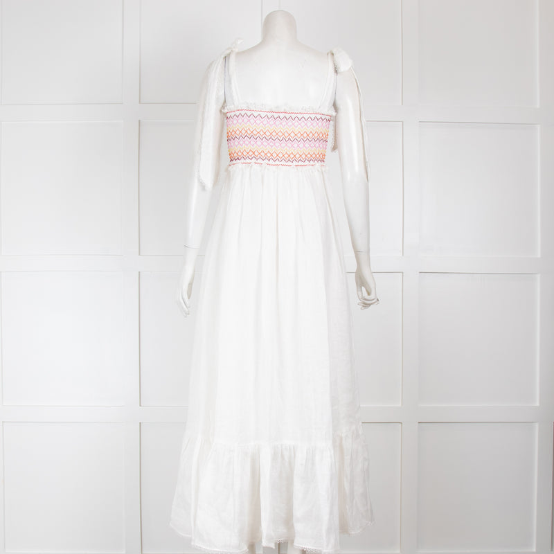 Zimmerman White Linen Smocked Dress