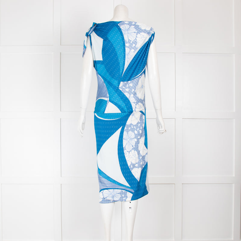 Emilio Pucci Blue Cowl Neck Midi Dress