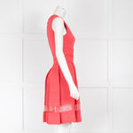 Elie Saab Coral V Neck Mini Dress with Lace Insert