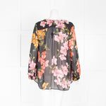 Pinko Black Sheer Floral Blouse