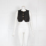 See By Chloe Black Tweed Cropped Top with Gold Thread