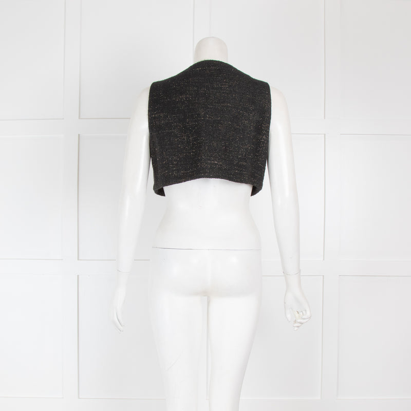 See By Chloe Black Tweed Cropped Top with Gold Thread