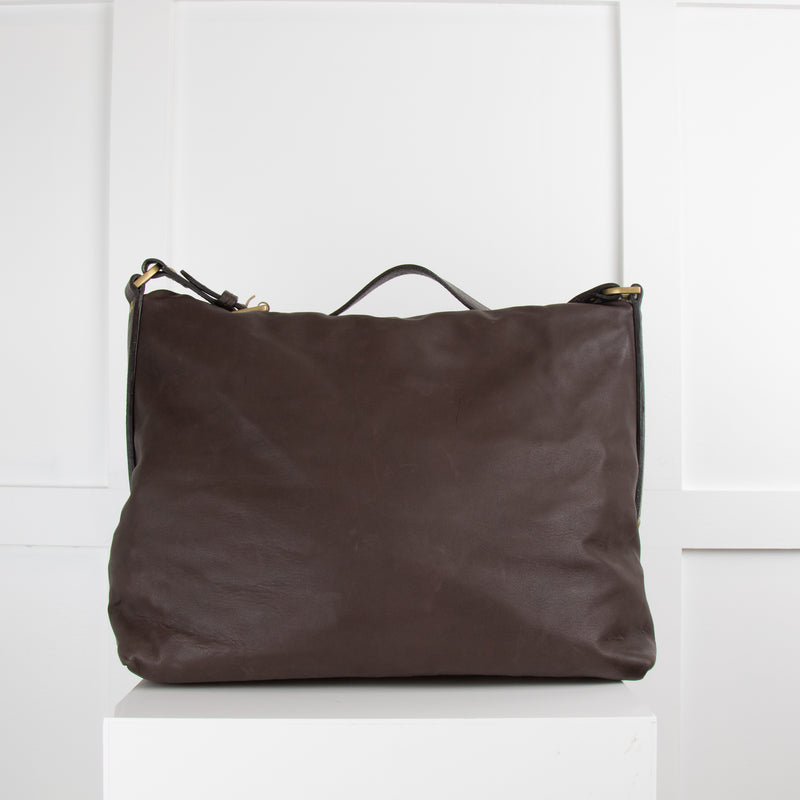 Mulberry Brown Leather Tasseled Hobo Bag