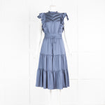 Veronica Beard Snover Blue Tiered Midi Dress