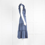 Veronica Beard Snover Blue Tiered Midi Dress