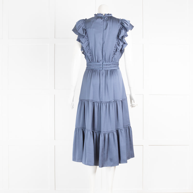 Veronica Beard Snover Blue Tiered Midi Dress