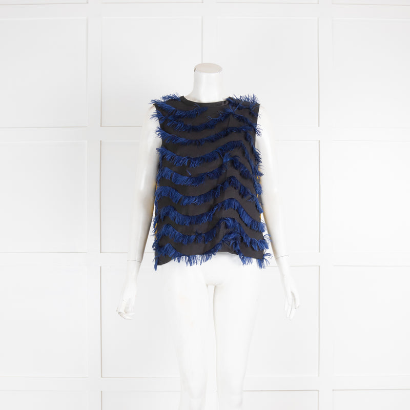 Sportmax Code Black Blue Fringing Top