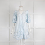 Ganni Pale Blue Broderie Mini Dress