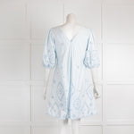 Ganni Pale Blue Broderie Mini Dress