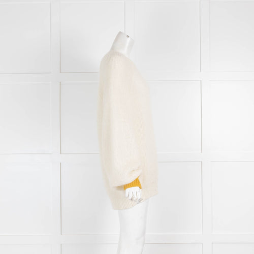 Intropia Cream Mohair Jumper Yellow Cuffs