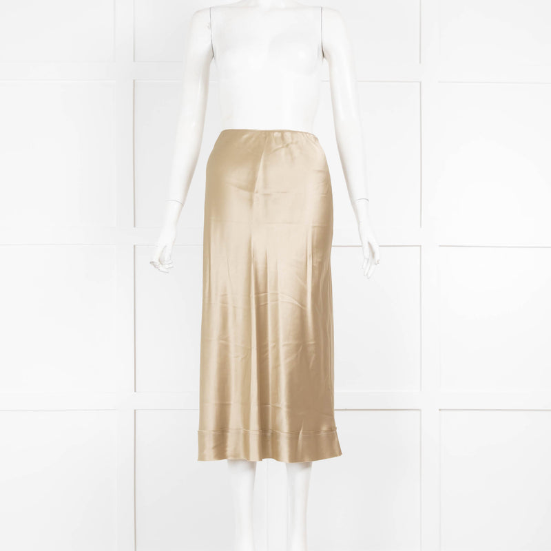 Lee Mathews Light Khaki Silk Slip Skirt