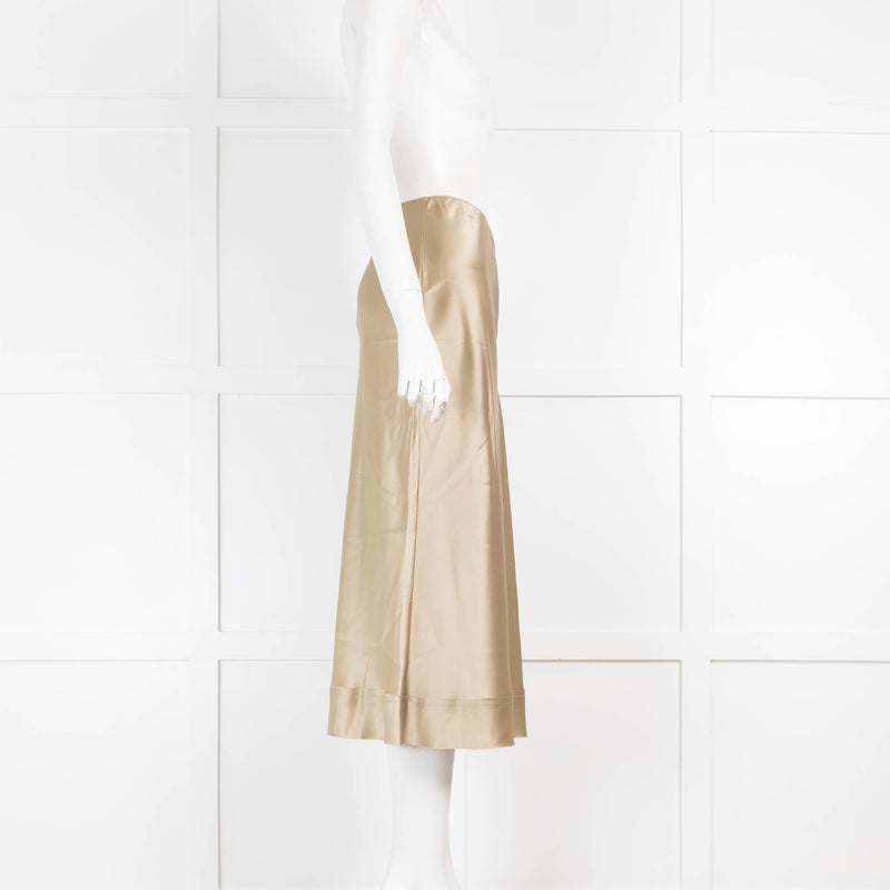 Lee Mathews Light Khaki Silk Slip Skirt