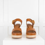 SeeByChloe Tan Leather Block Heel Sandals