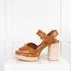 SeeByChloe Tan Leather Block Heel Sandals