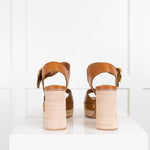 SeeByChloe Tan Leather Block Heel Sandals