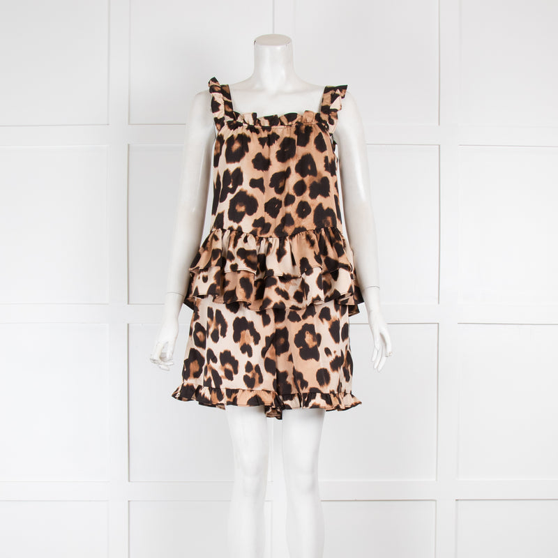 Cras Animal Print Frilled Shorts