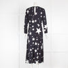 Rixo Black Star Print Midi Dress