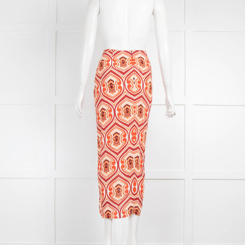 Etro Orange Pattern Knotted Skirt