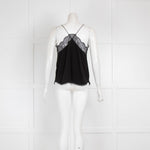 Zadig Voltaire Black  Silk Lace Trim Camisole Top