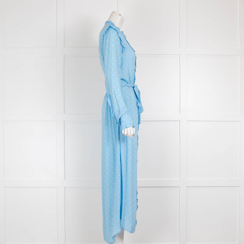 Essential Antwerp Blue White Polka Dot Frill Detail Dress