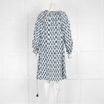 Maje White Blue Print Long Sleeve Peasant Short Dress