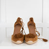 Aquazzura Brown Suede Lace Up Wedges