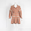 Maje Beige & Orange Check Mini Dress